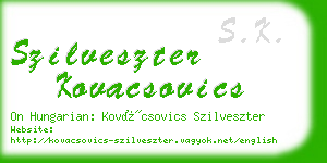 szilveszter kovacsovics business card